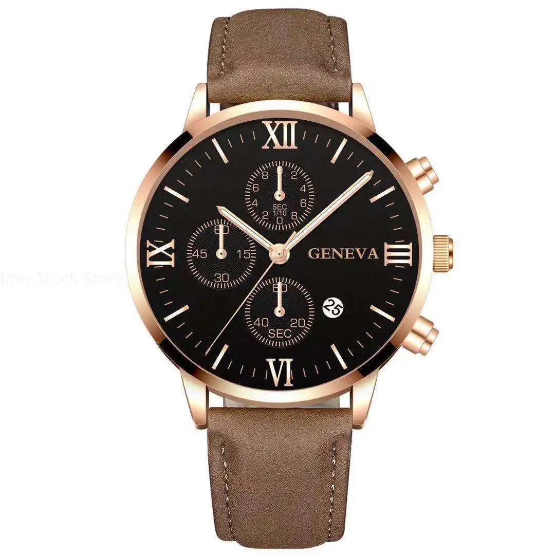 Black Quartz Watch Men Roman Dial