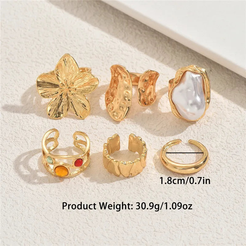 European and American retro geometric metal ring set women's fashion opening design ring party accessories