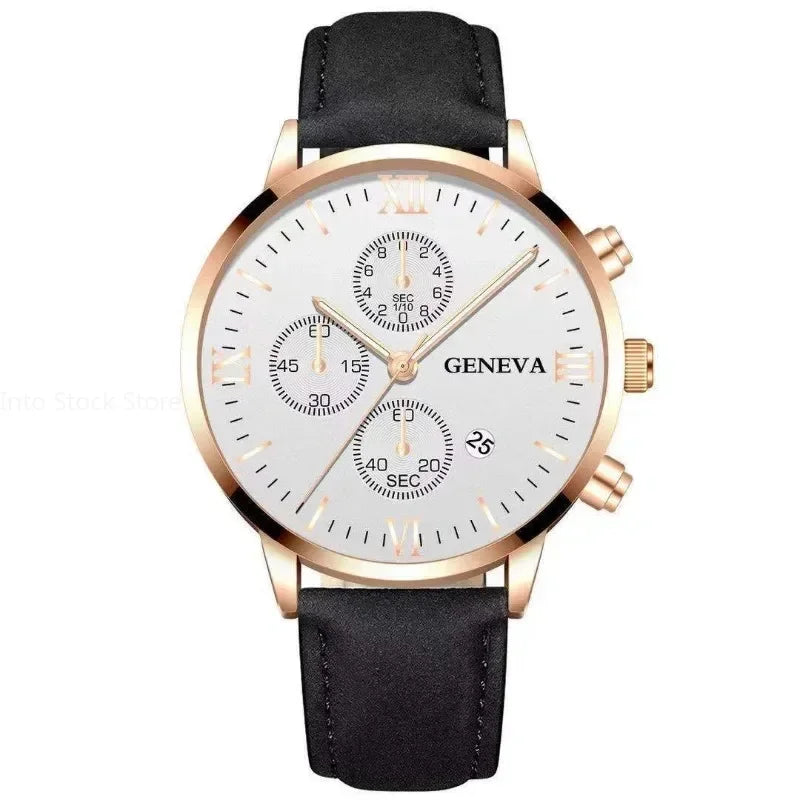 Black Quartz Watch Men Roman Dial