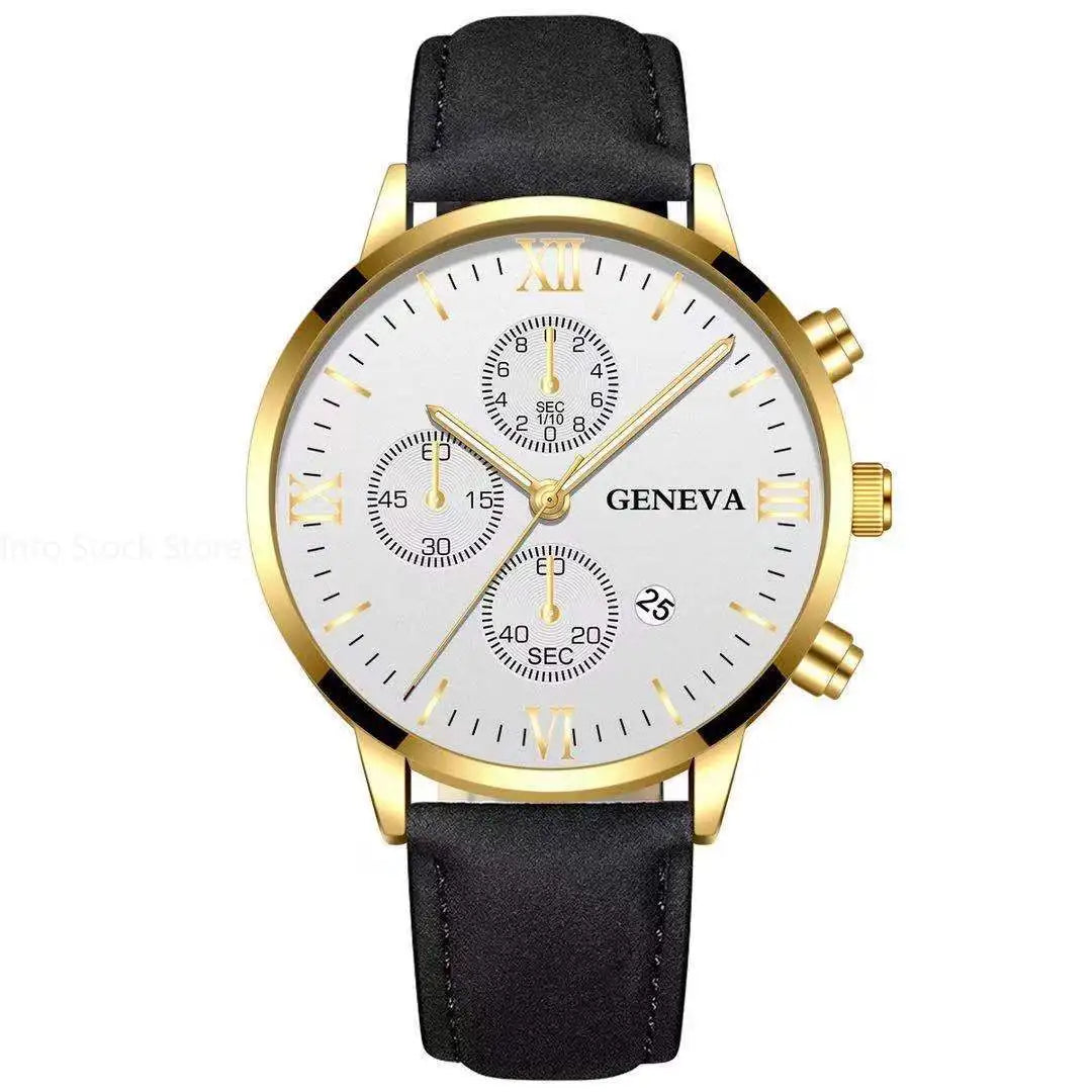 Black Quartz Watch Men Roman Dial