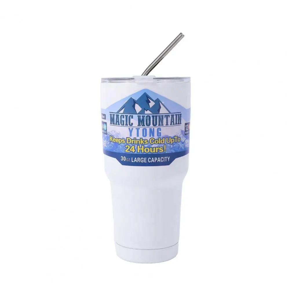 900ML Stainless Steel Ice Cup Insulation Tumbler With Straw Coffee Cup