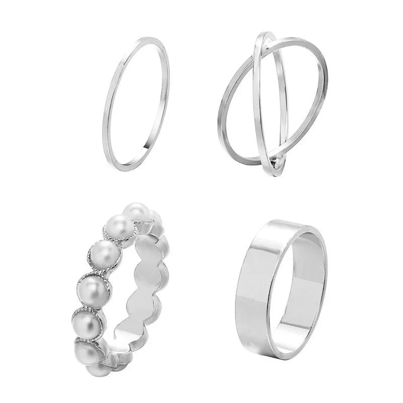 10pcs Silver Colour Wide Chain Rings