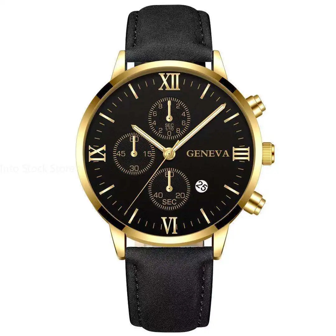 Black Quartz Watch Men Roman Dial