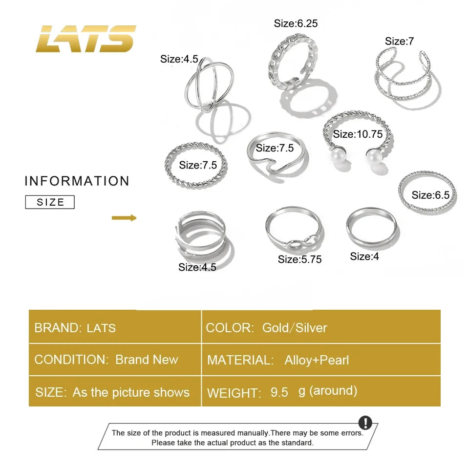 10pcs Silver Colour Wide Chain Rings
