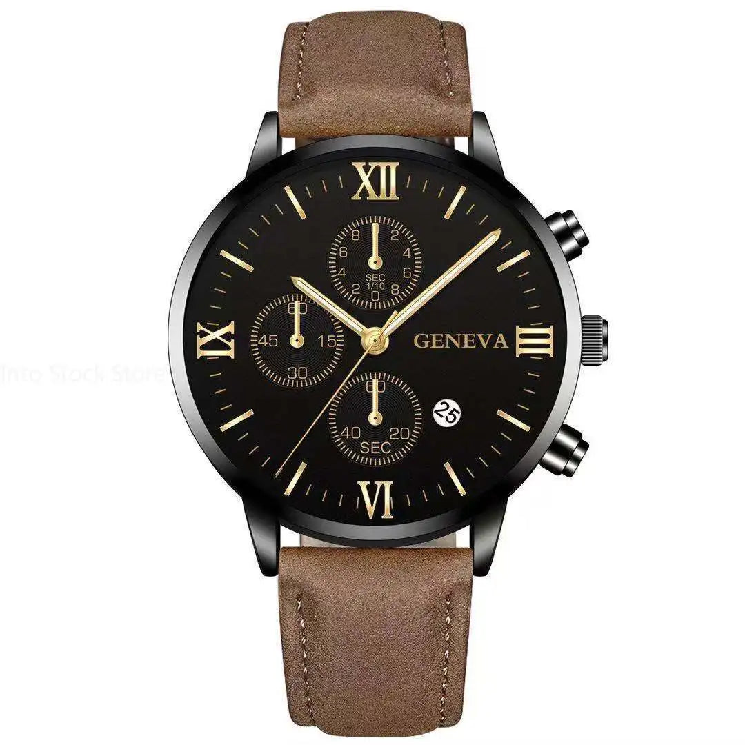 Black Quartz Watch Men Roman Dial