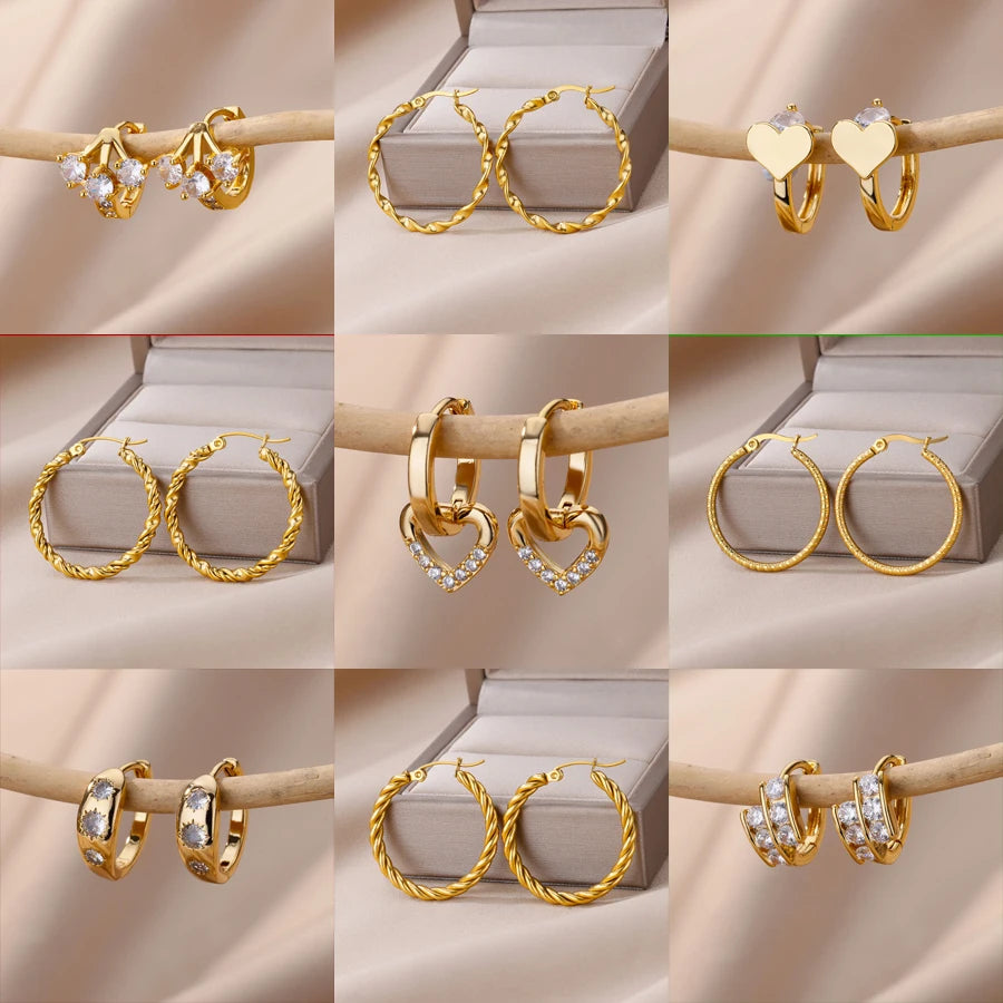 Hollow Heart Earrings for Women Stainless Steel