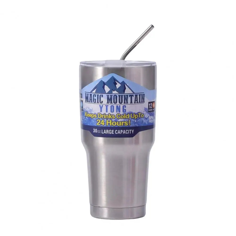 900ML Stainless Steel Ice Cup Insulation Tumbler With Straw Coffee Cup