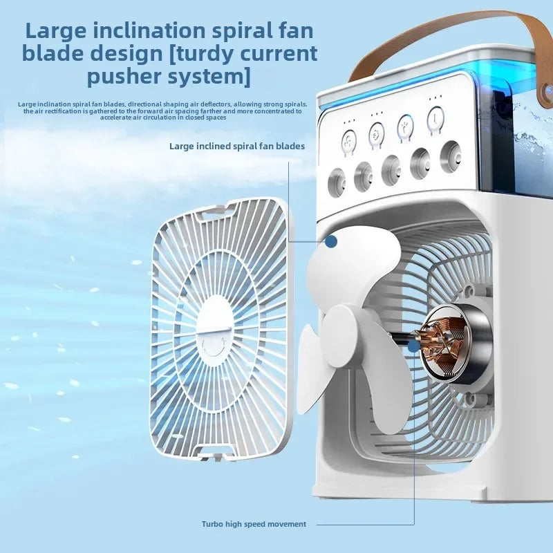 Portable 3 in 1 Mini AC Air Cooler Fan Humidifier with LED Light