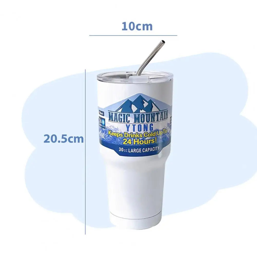 900ML Stainless Steel Ice Cup Insulation Tumbler With Straw Coffee Cup