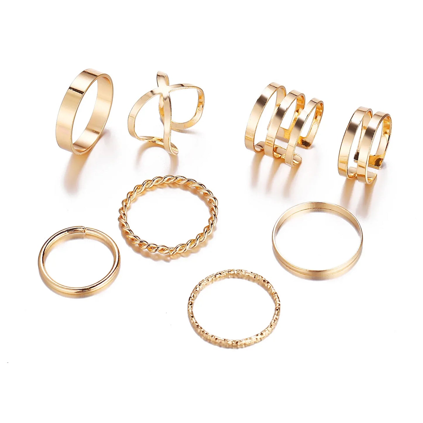 10pcs Silver Colour Wide Chain Rings