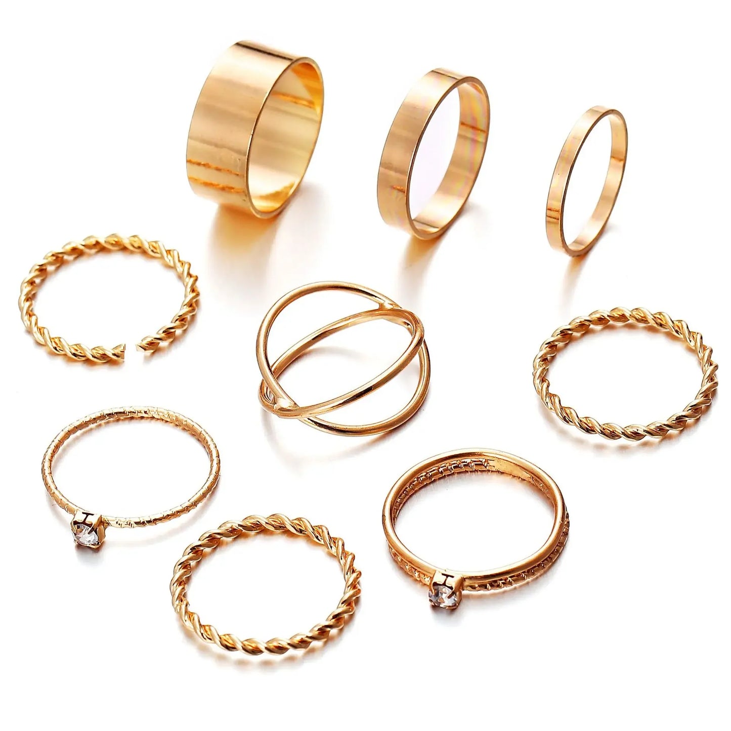 10pcs Silver Colour Wide Chain Rings