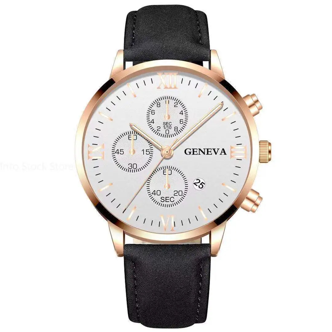 Black Quartz Watch Men Roman Dial