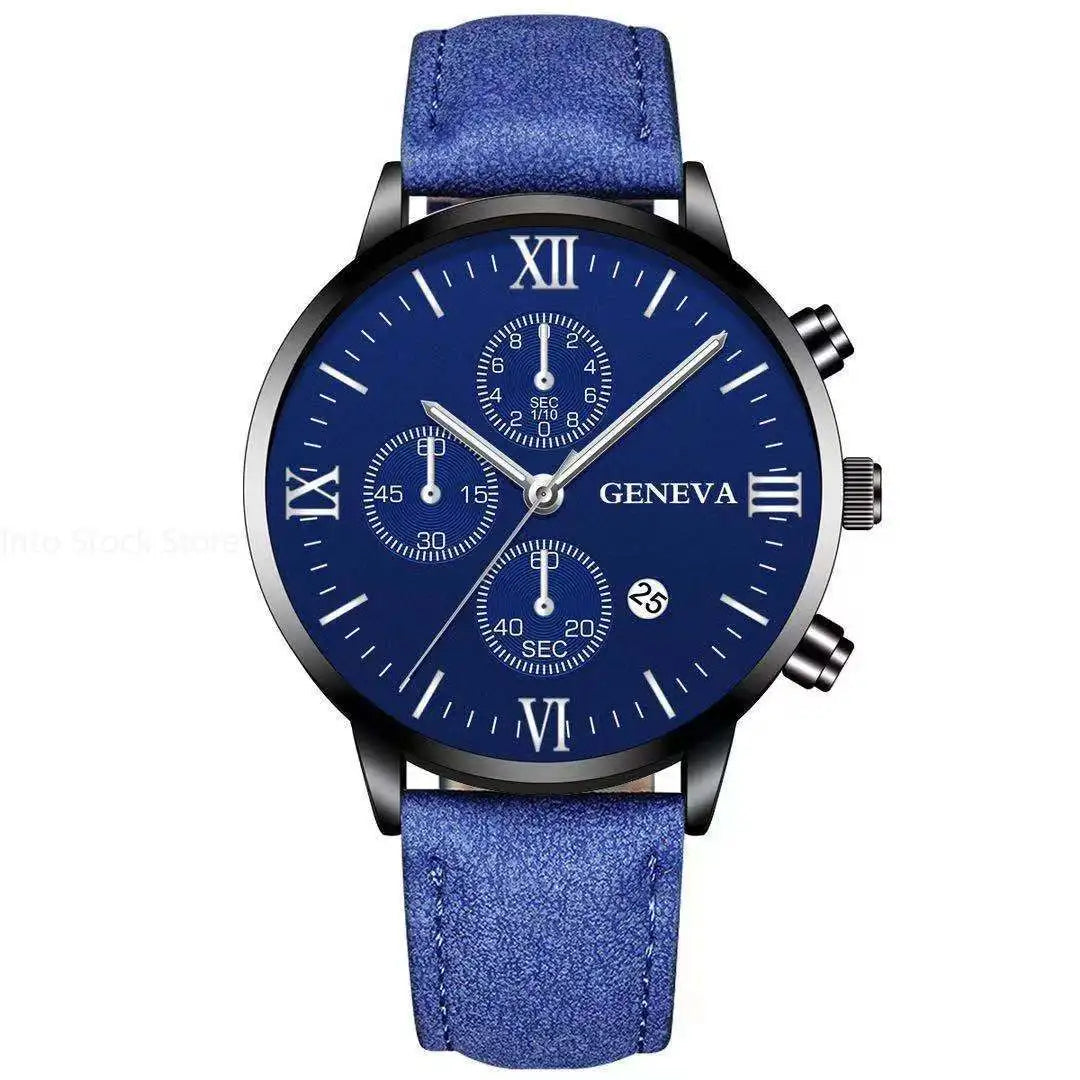 Black Quartz Watch Men Roman Dial