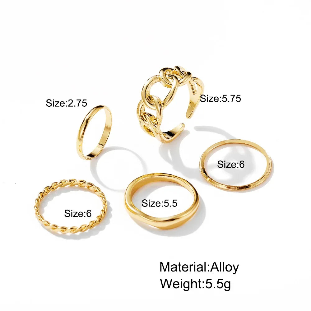 10pcs Silver Colour Wide Chain Rings