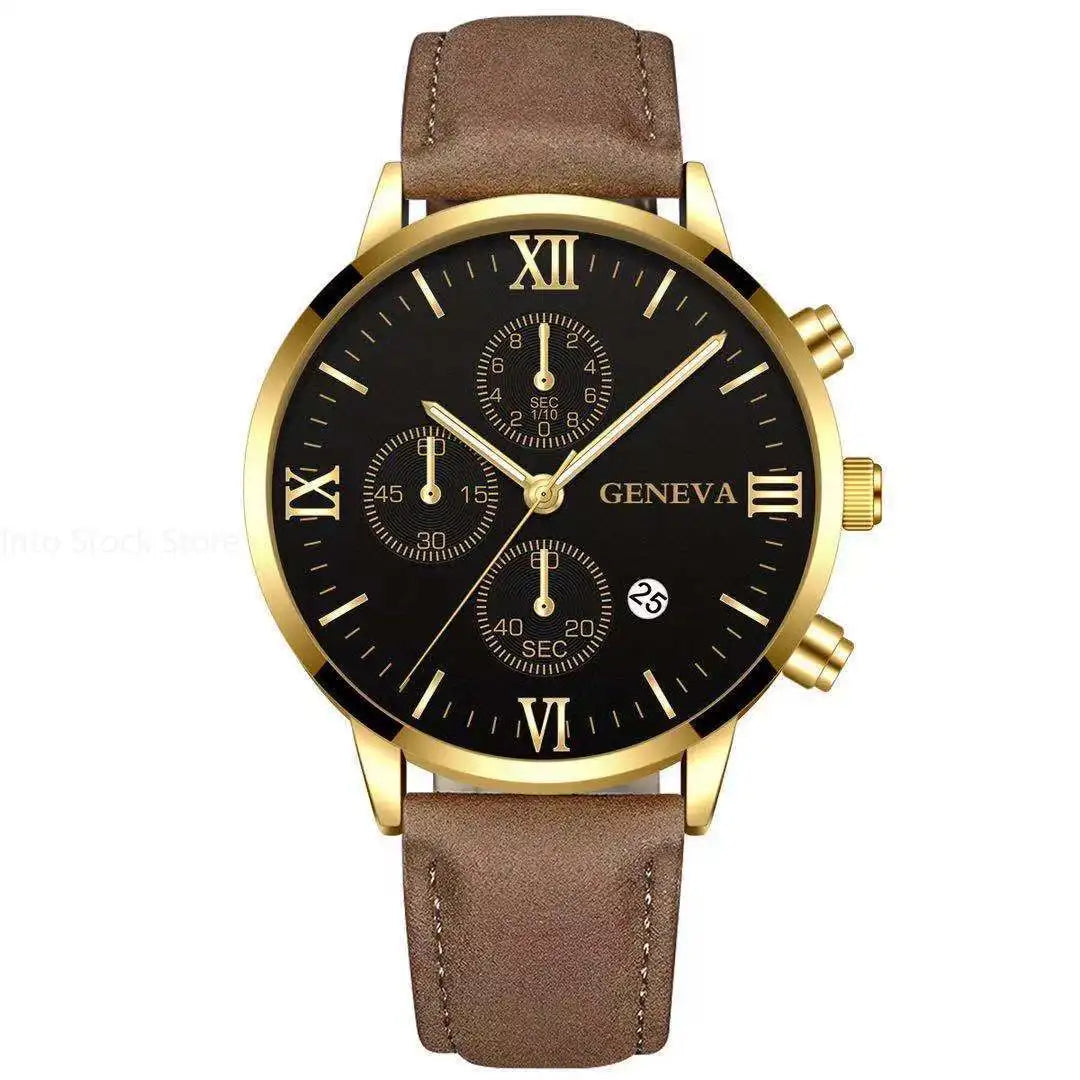 Black Quartz Watch Men Roman Dial