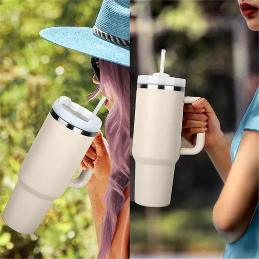 New Hot 40oz Insulated Tumbler acuum Cup 2.0 Thermal Mug for with Handle Straw Stainless Steel Hot and Cold Coffee Drinking