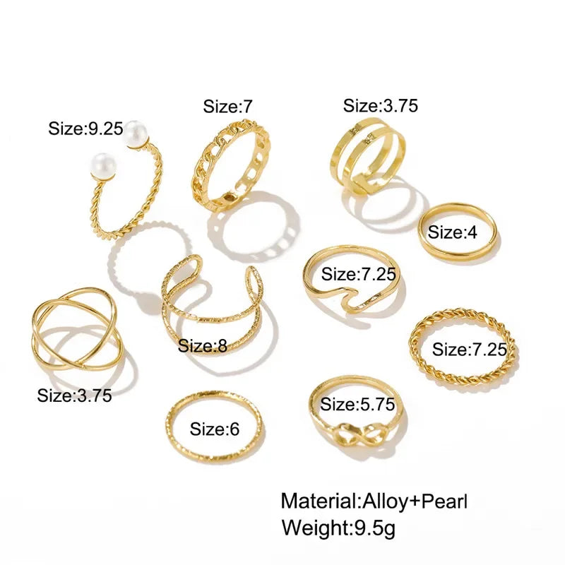 10pcs Silver Colour Wide Chain Rings